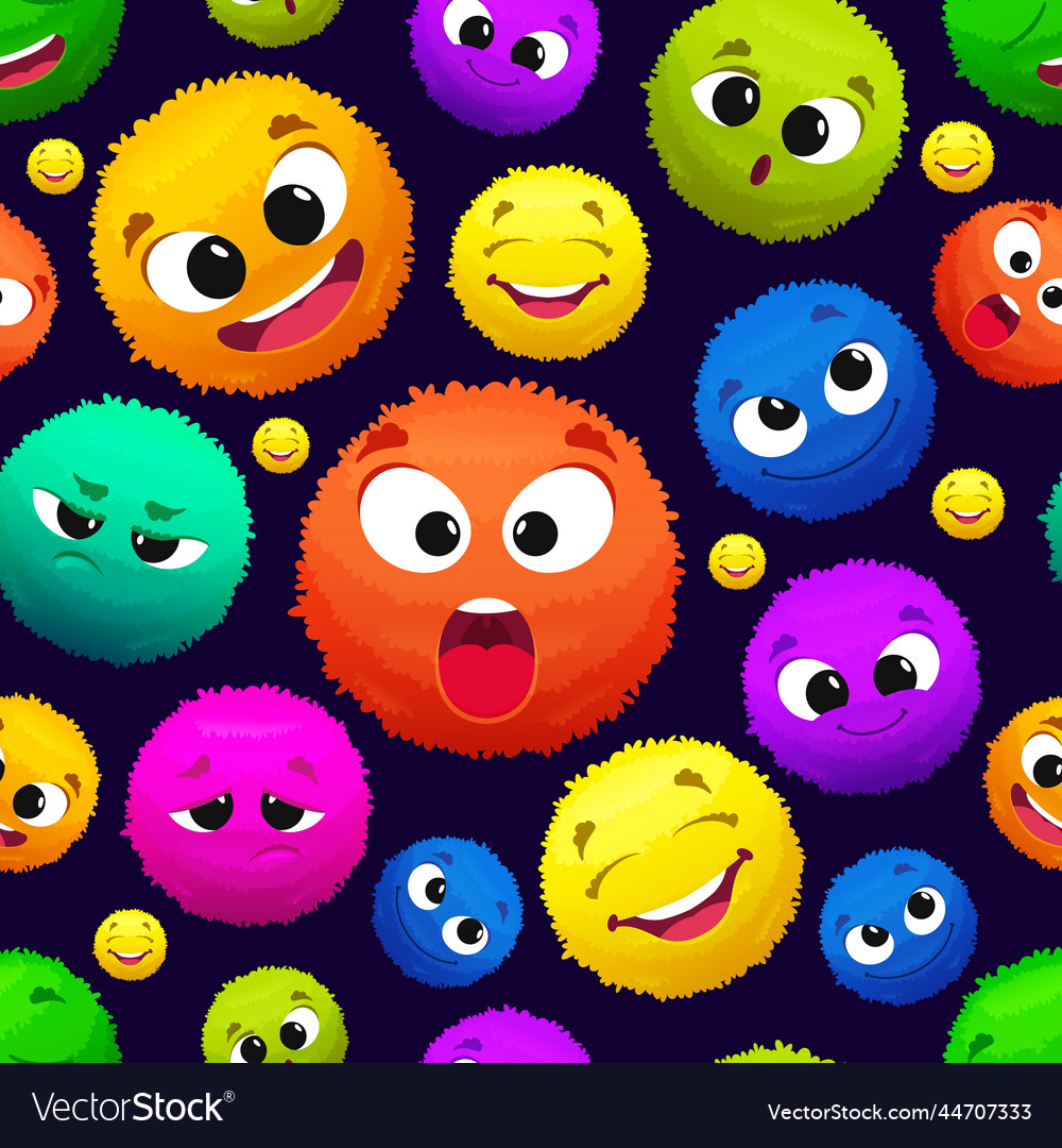 Fluffy Emoticons Pattern Colored Round Royalty Free Vector