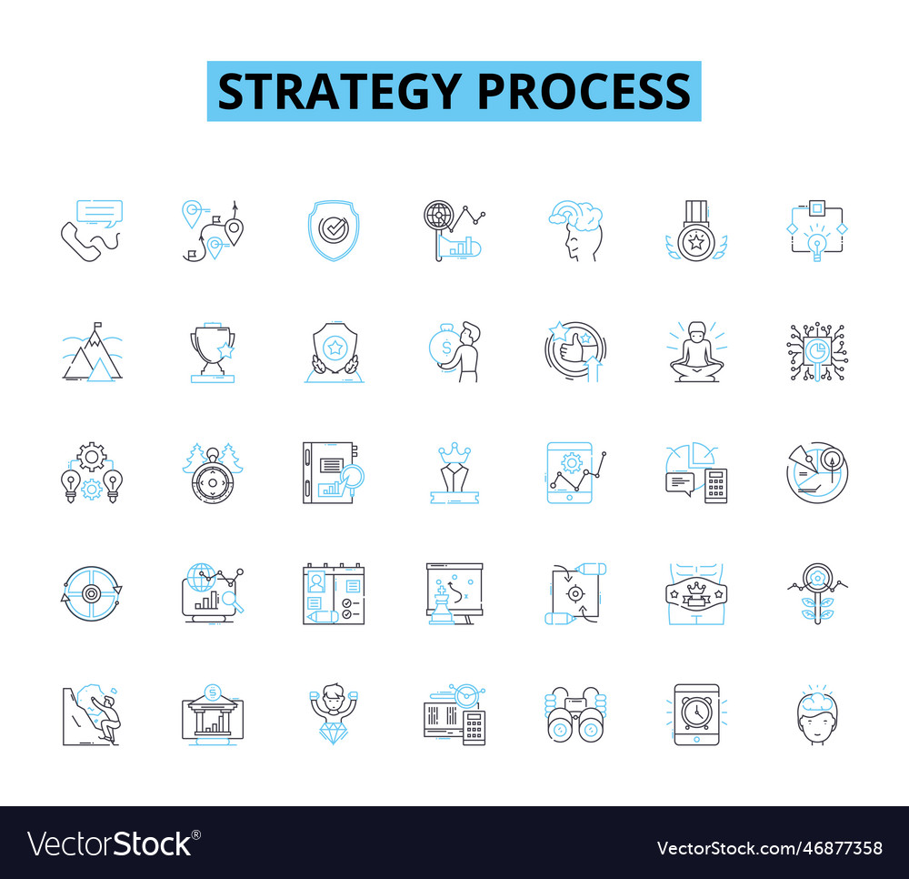 Strategy Process Linear Icons Set Planning Vector Image