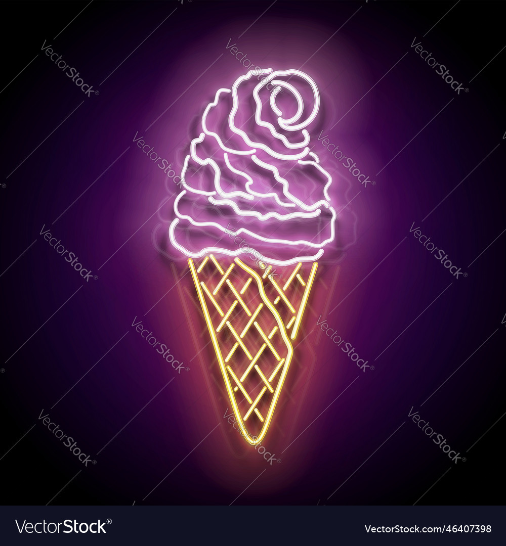 Vintage Glow Signboard With Ice Cream Cone Vector Image