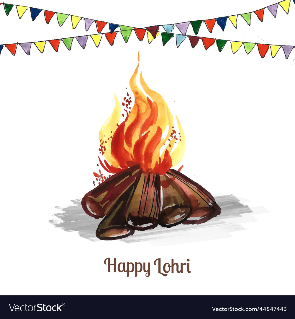 Happy Lohri Festival Of Punjab India Background Vector Image