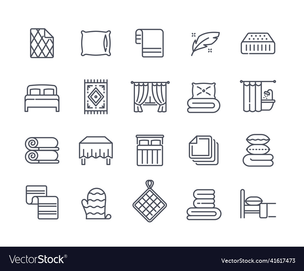 Set Of Linear Icons Related To Home Textiles Vector Image