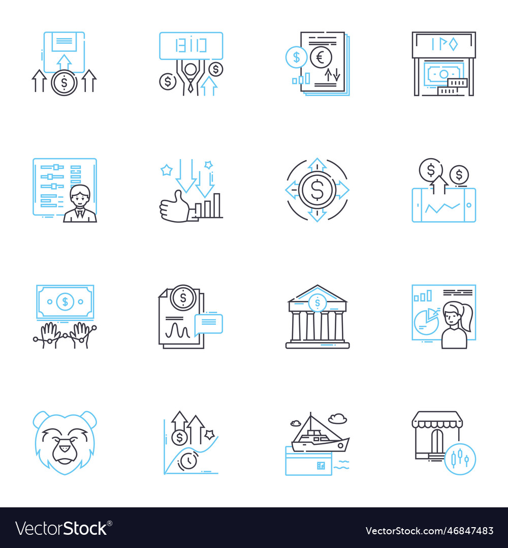 Executive Investment Linear Icons Set Capital Vector Image