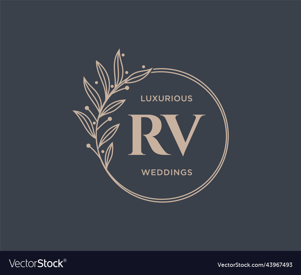 Rv Initials Letter Wedding Monogram Logos Vector Image