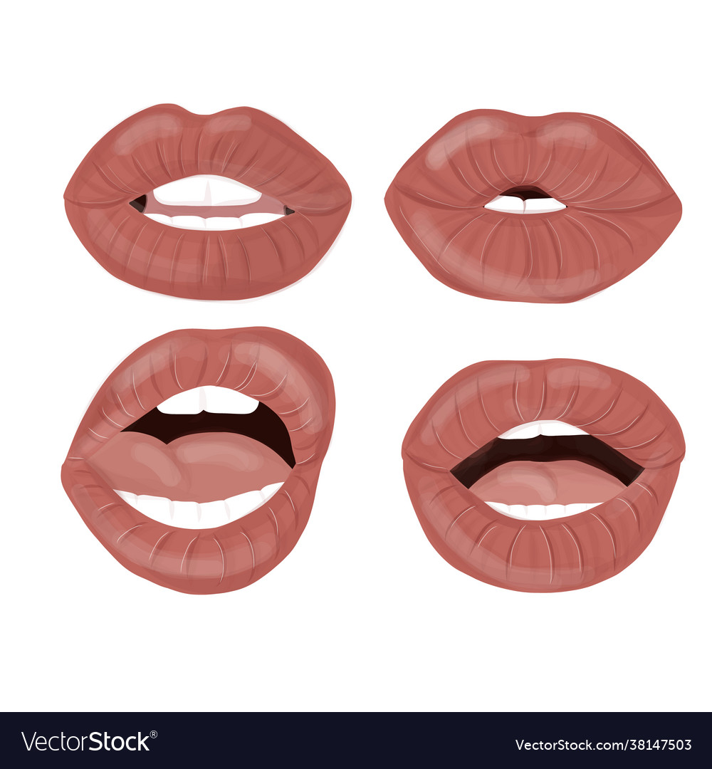 Sexy Lips Set Royalty Free Vector Image VectorStock