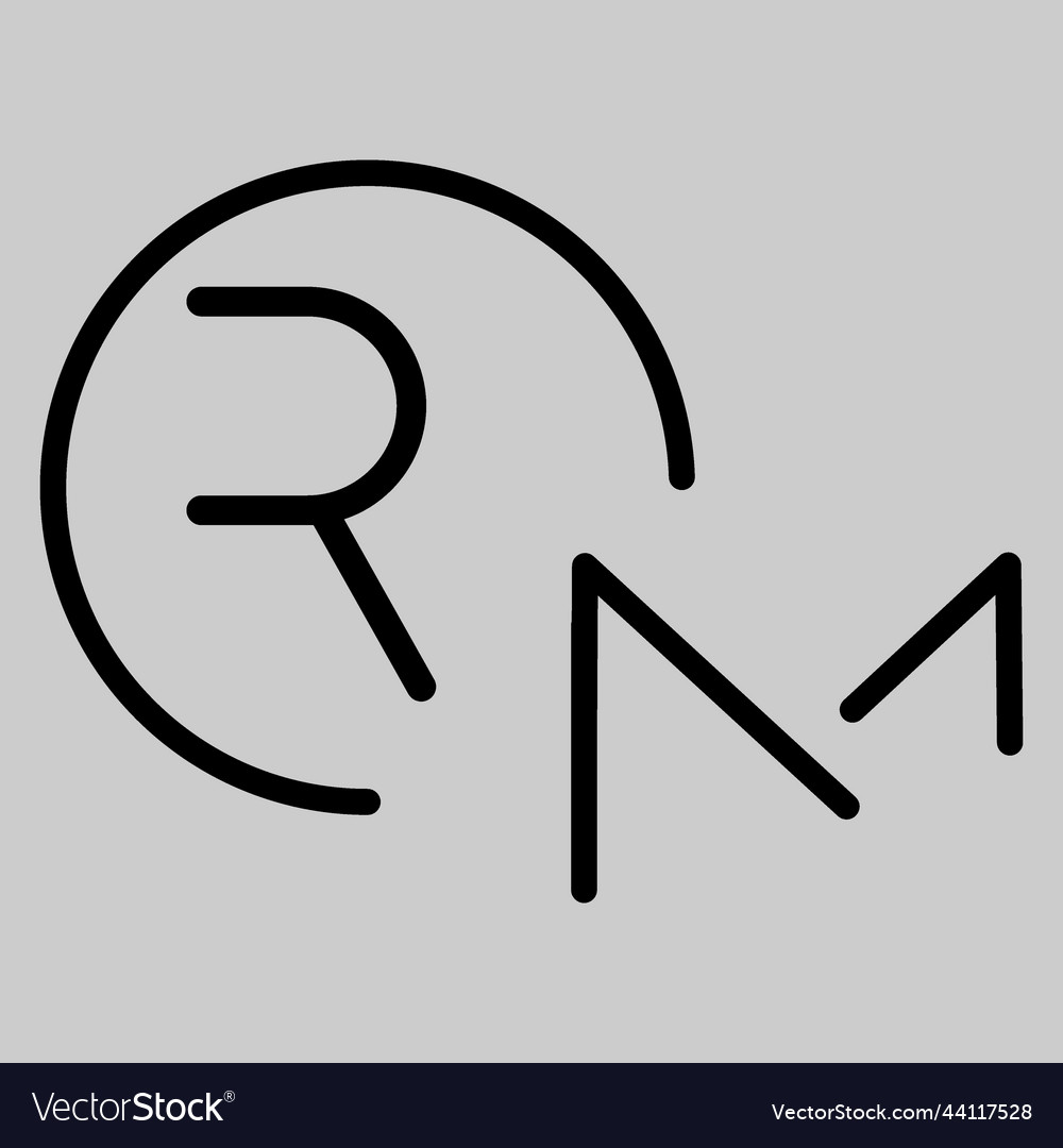 Rm Monogram Logo Letter Linked Circle Simple Vector Image