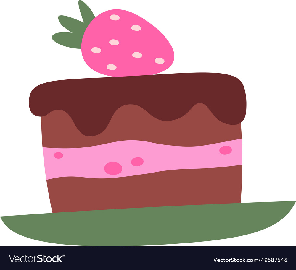 Cake With Strawberry Royalty Free Vector Image