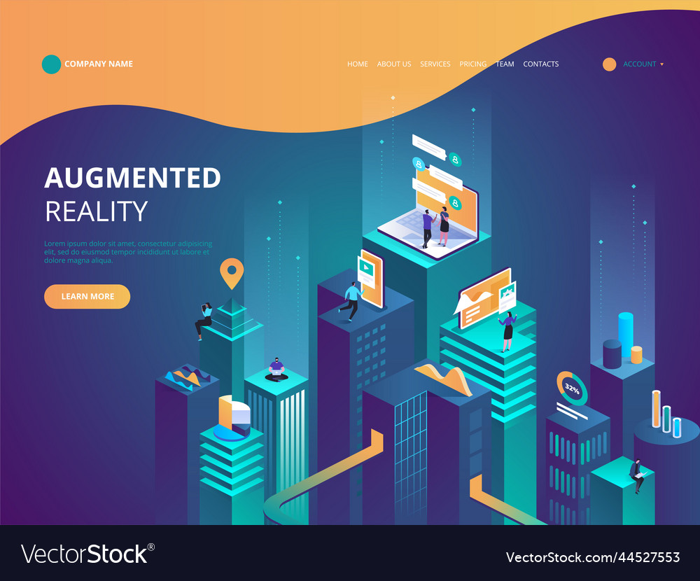 Isometric Concept Virtual And Augmented Reality Vector Image