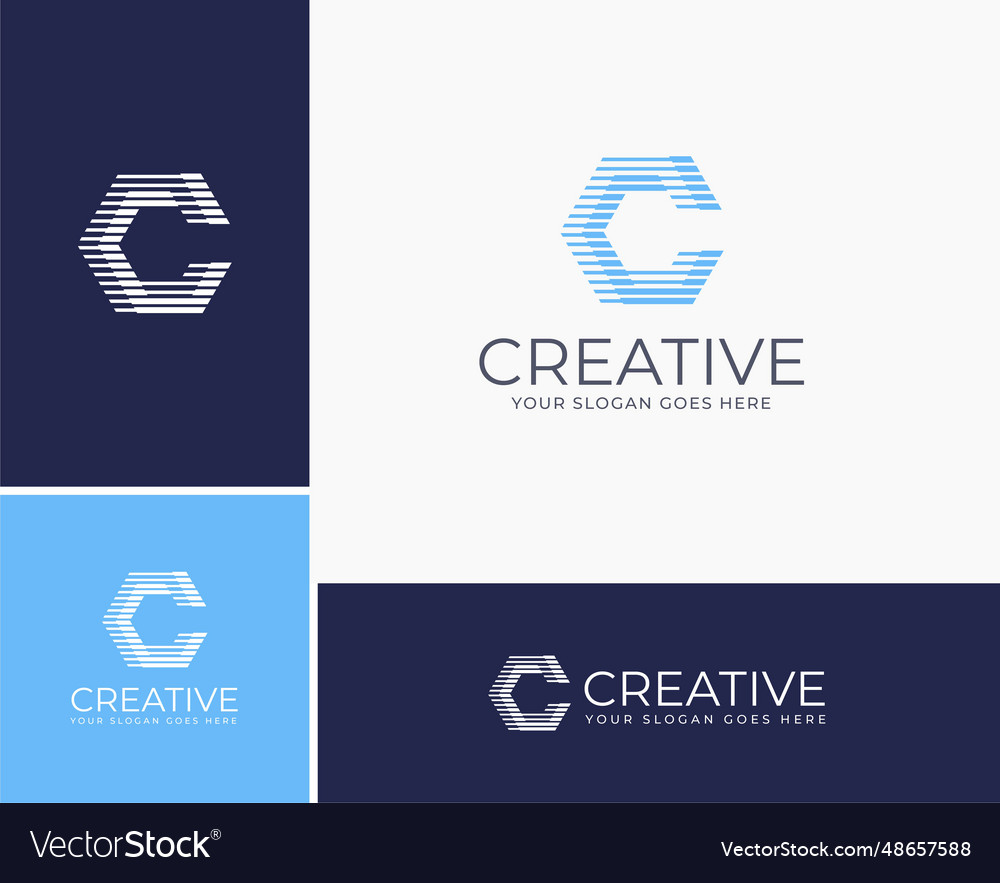 Modern Geometric Letter C Logo Royalty Free Vector Image