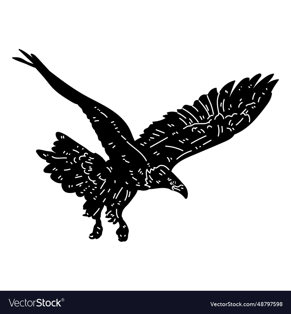 Eagle Wing Beak Talon Fly Silhouette Royalty Free Vector