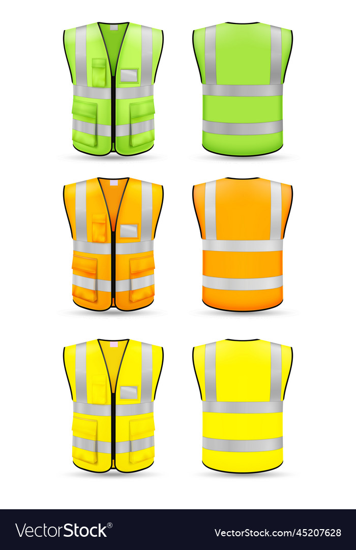 Green Orange And Yellow Realistic Vests Royalty Free Vector