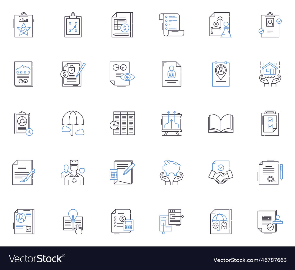 Indemnification Line Icons Collection Royalty Free Vector