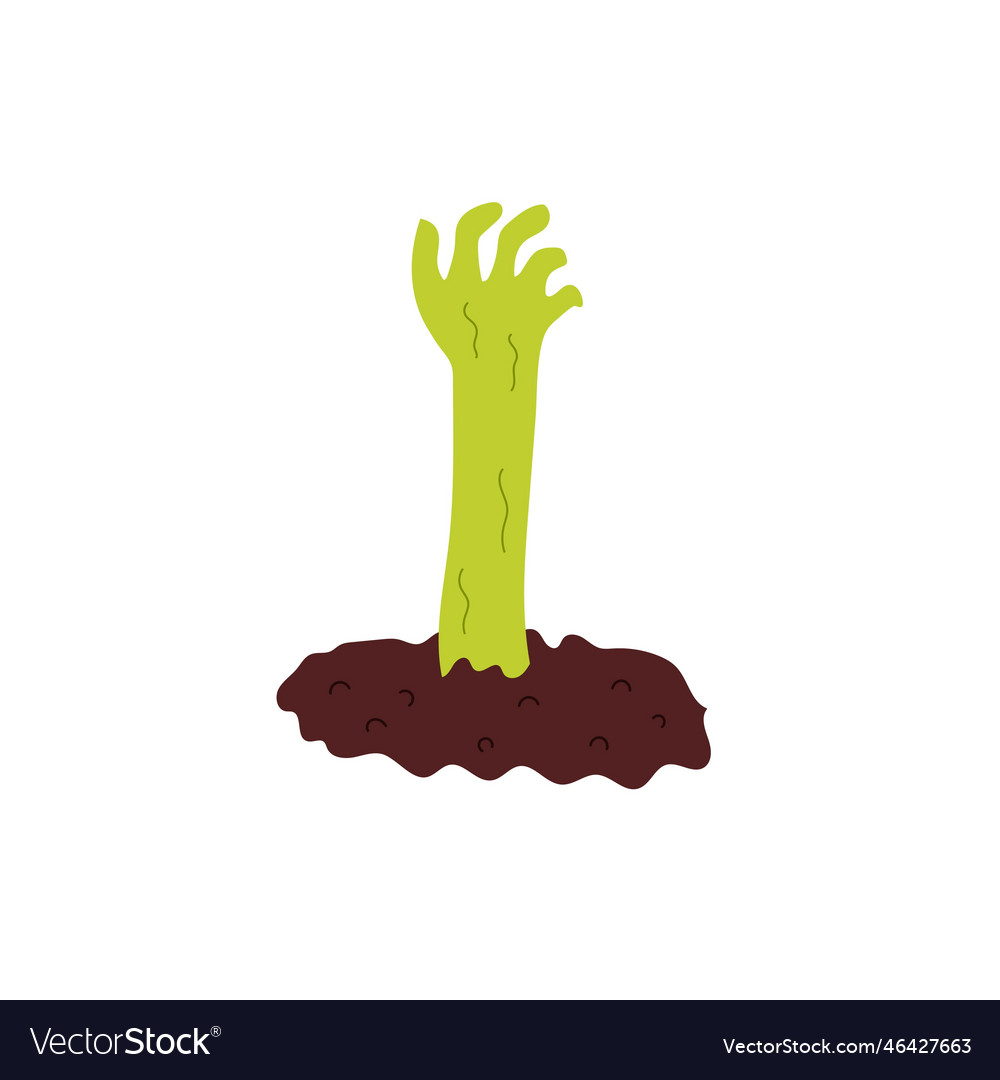 Zombie Hand Rising From The Grave Green Royalty Free Vector