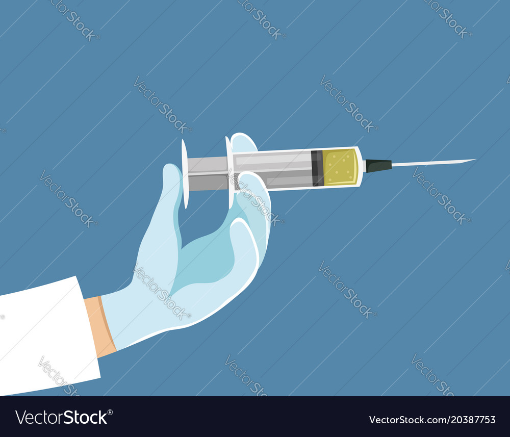 Syringe In Hand Royalty Free Vector Image Vectorstock