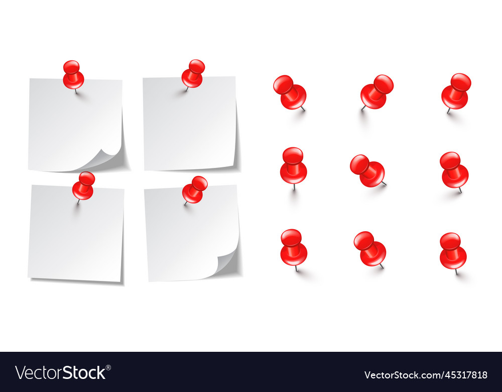 Realistic Blank Sticky Notes Isolated On White Vector Image