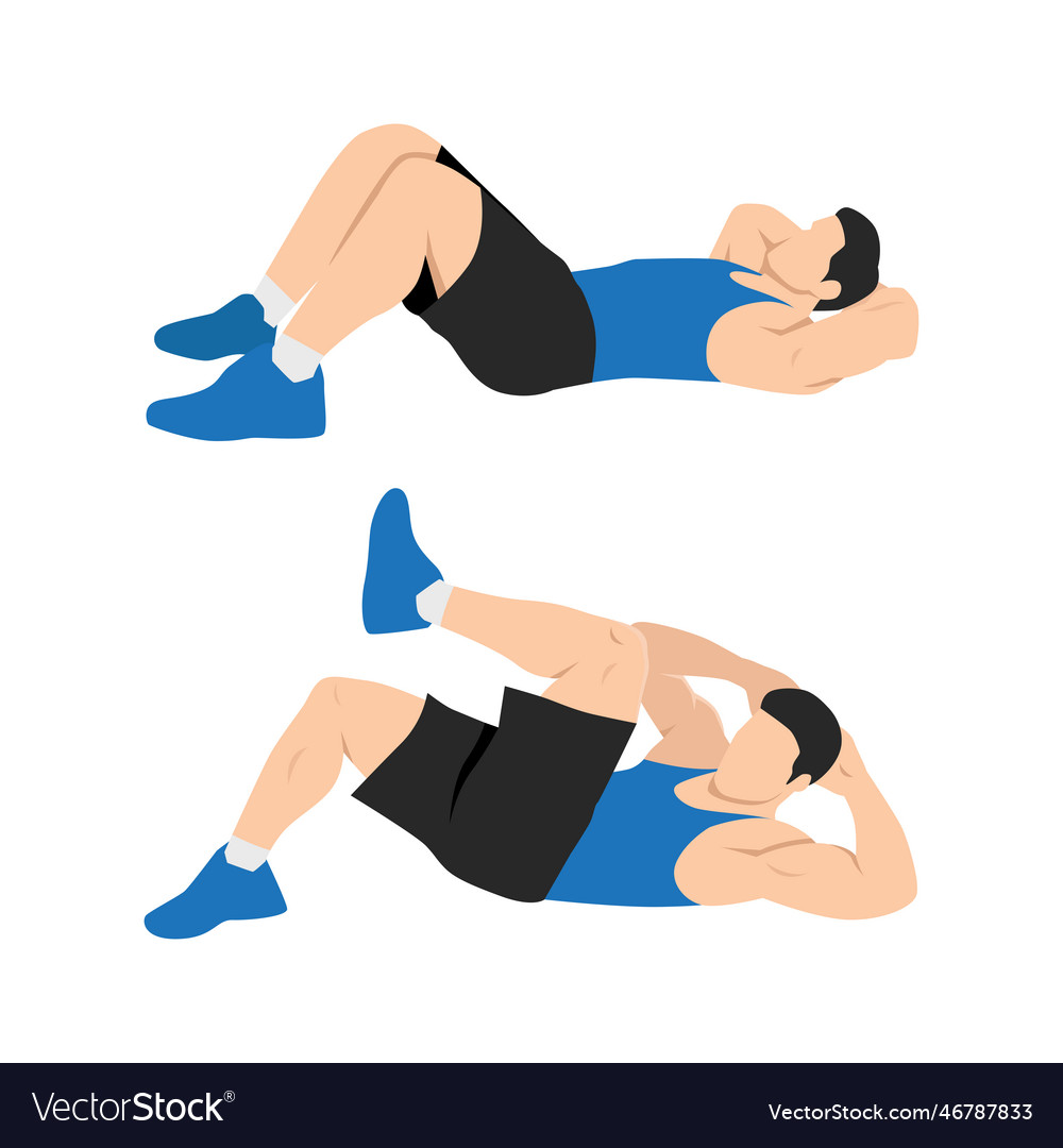 Man Doing Modified Crunches Abdominals Exercise Vector Image