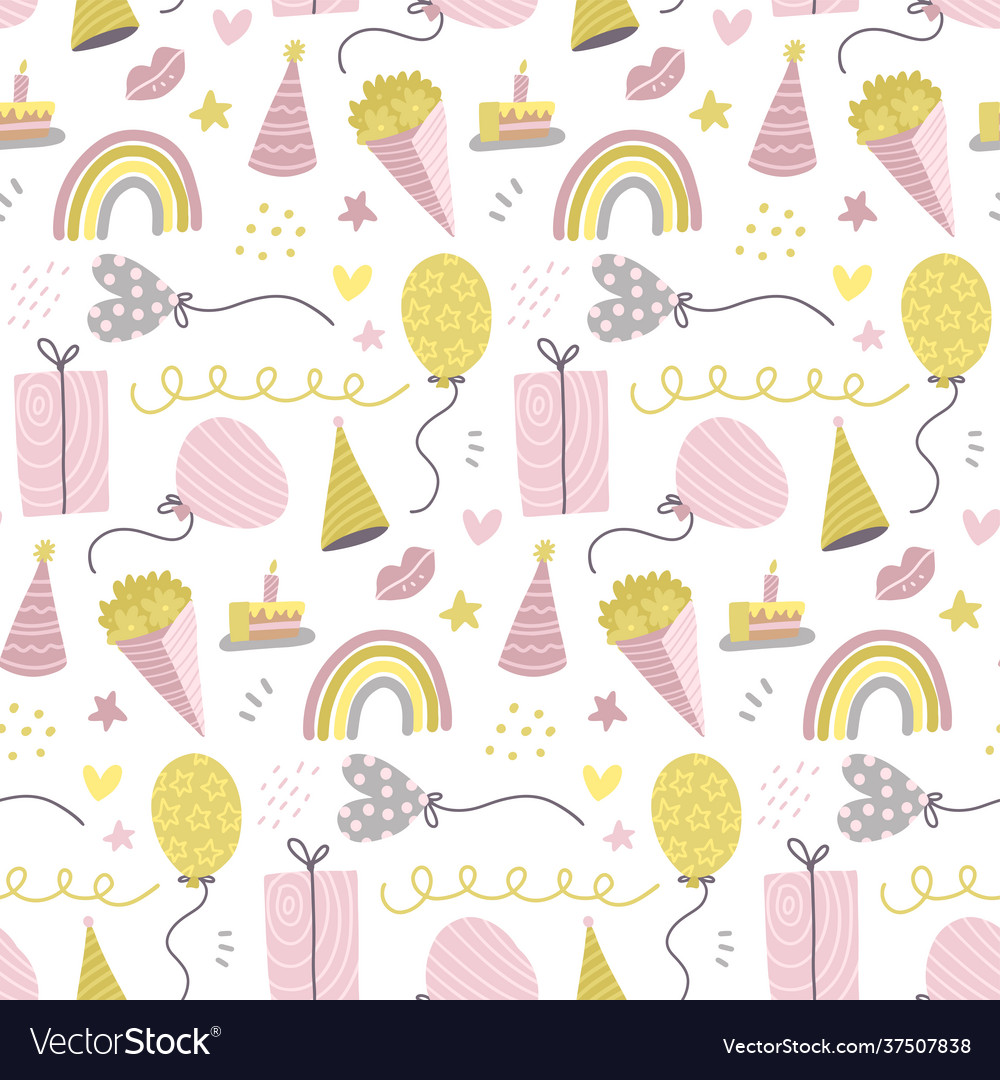 Seamless Pattern With Cute Hand Drawn Gift Boxes Vector Image