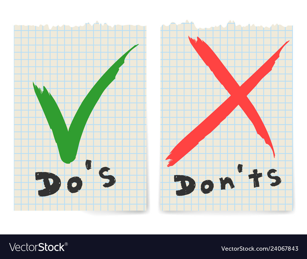 Do And Dont Check Tick Mark Red Cross Checkbox Vector Image