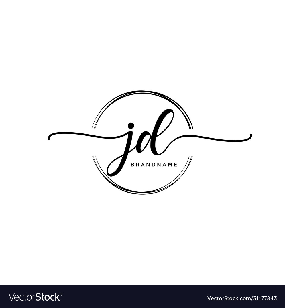 Jd Initial Handwriting Logo With Circle Template Vector Image