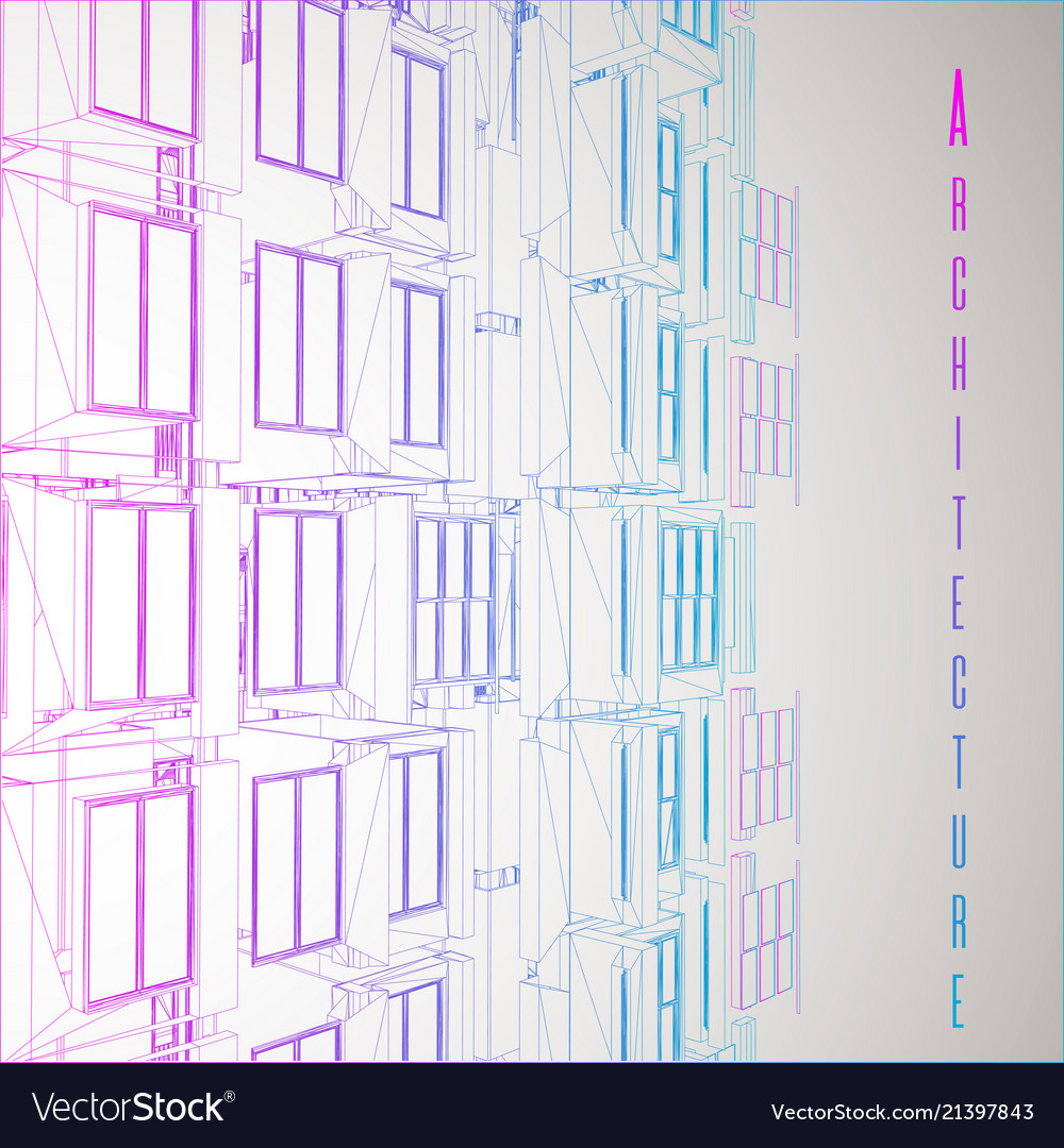 Modern Architecture Wireframe Concept Urban Vector Image