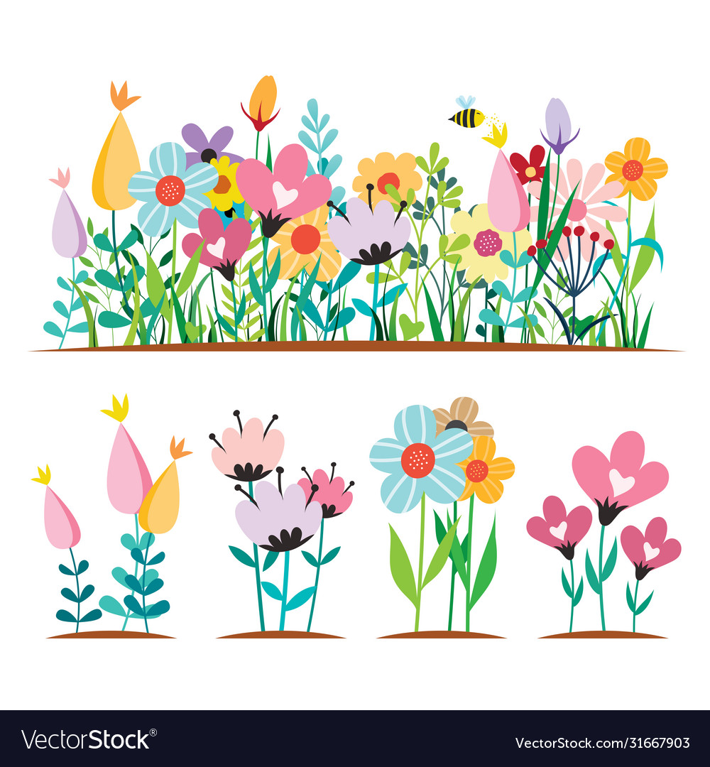 Spring Flowers Design Concepts Royalty Free Vector Image