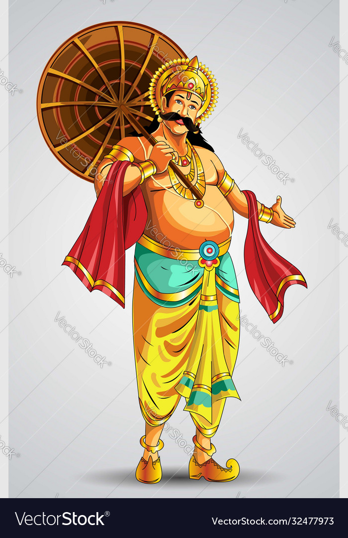 King Mahabali In Onam Festival Kerala Royalty Free Vector