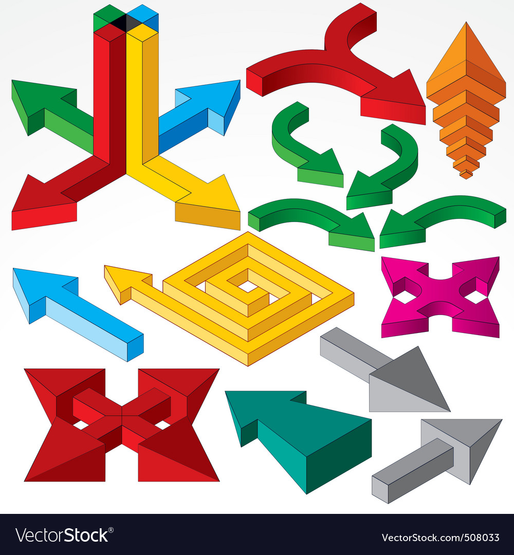 Isometric Arrows Royalty Free Vector Image Vectorstock