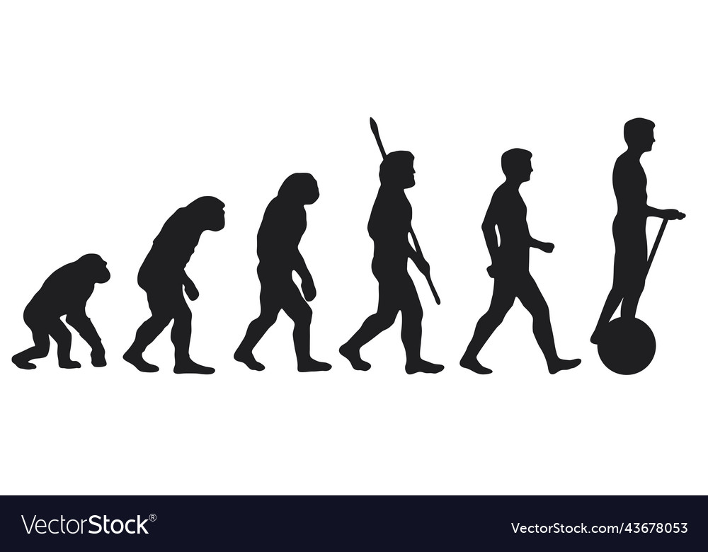 Evolution Of The Human To Segway Silhouettes Vector Image