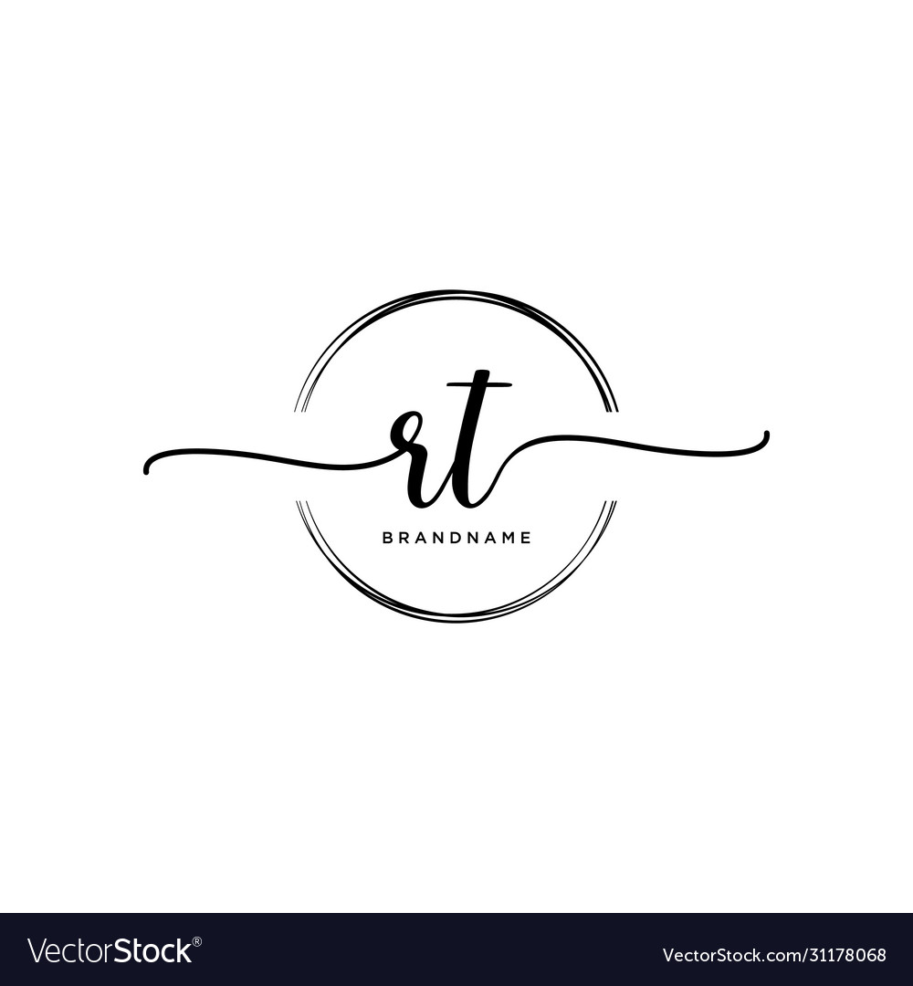 Rt Initial Handwriting Logo With Circle Template Vector Image