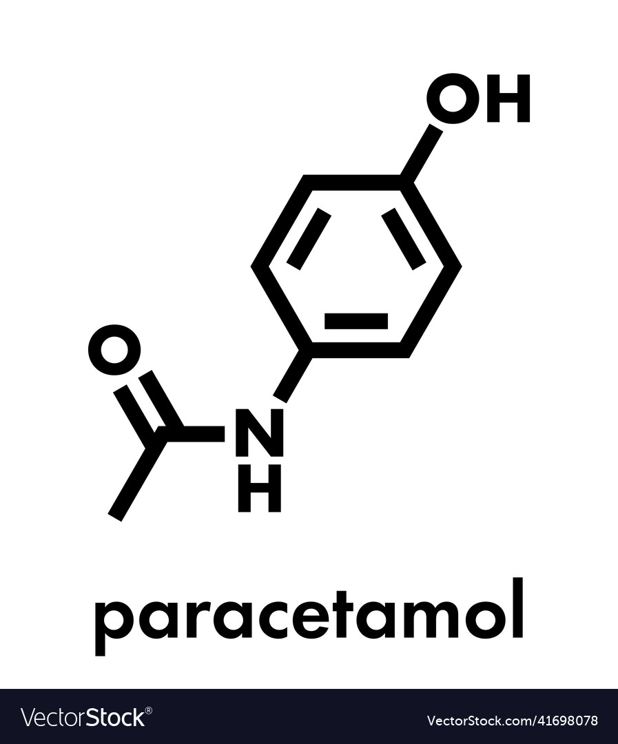 Paracetamol Acetaminophen Analgesic Drug Molecule Vector Image