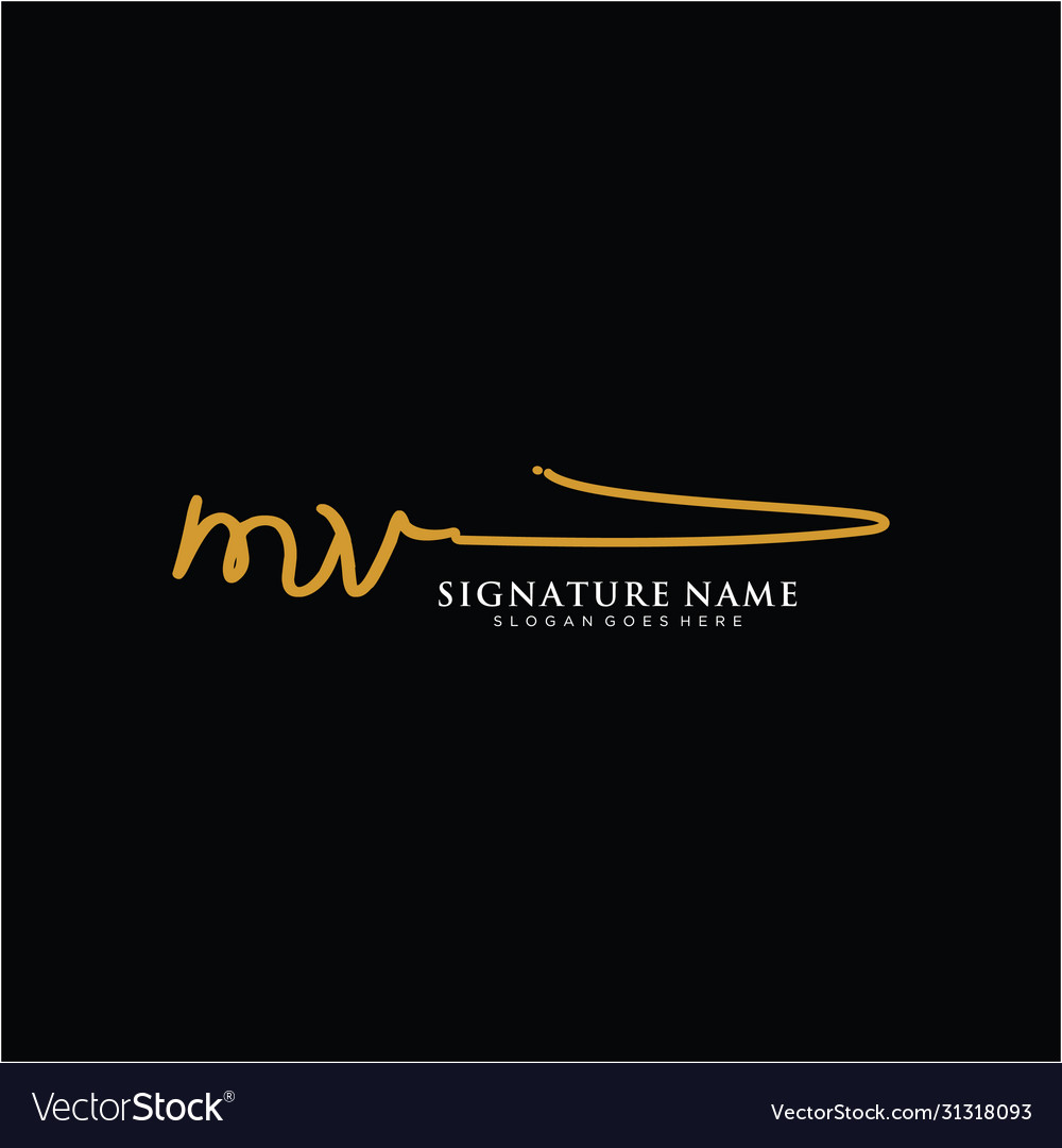 Letter Mv Signature Logo Template Royalty Free Vector Image