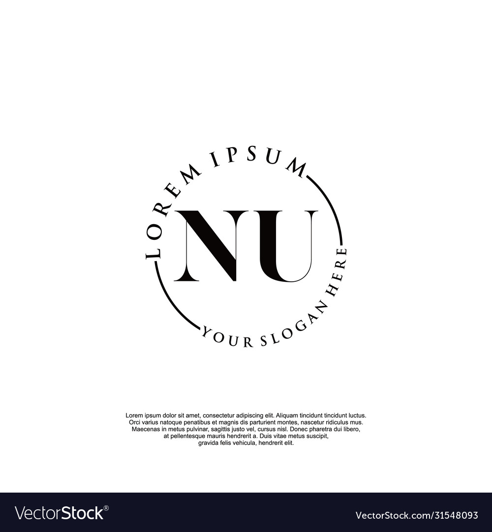 Nu Initial Handwriting Logo Design Royalty Free Vector Image