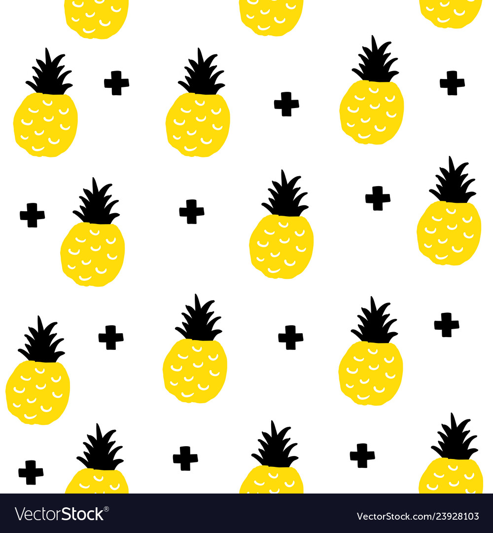 Creative Seamless Pattern With Yellow Pineapples Vector Image