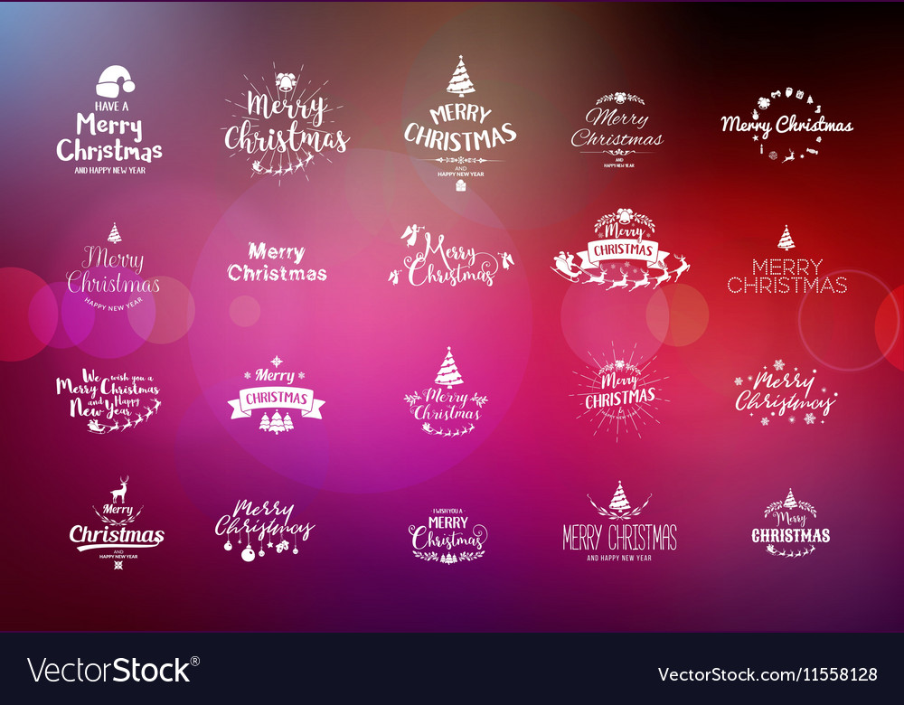 Merry Christmas Lettering Typography Handwriting Vector Image