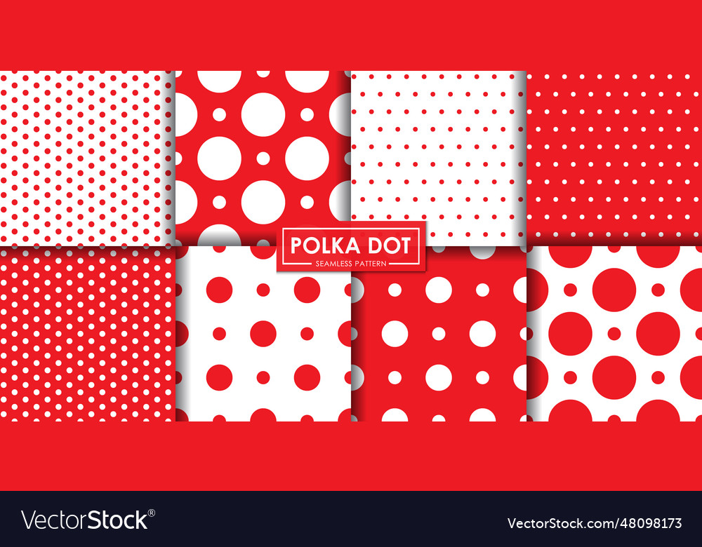 Classic Red Polkadot Seamless Pattern Collection Vector Image