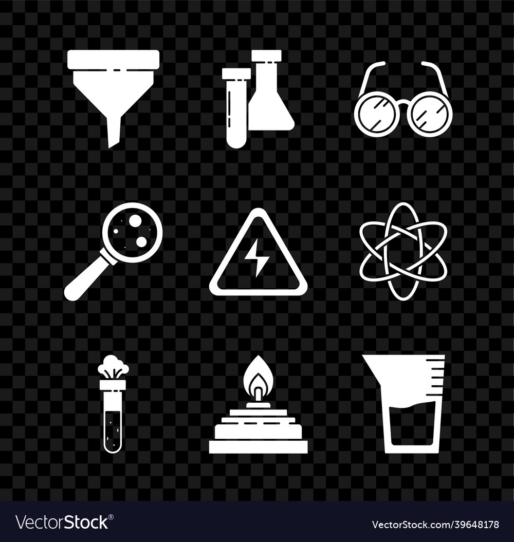 Set Funnel Or Filter Test Tube And Flask Chemical Vector Image