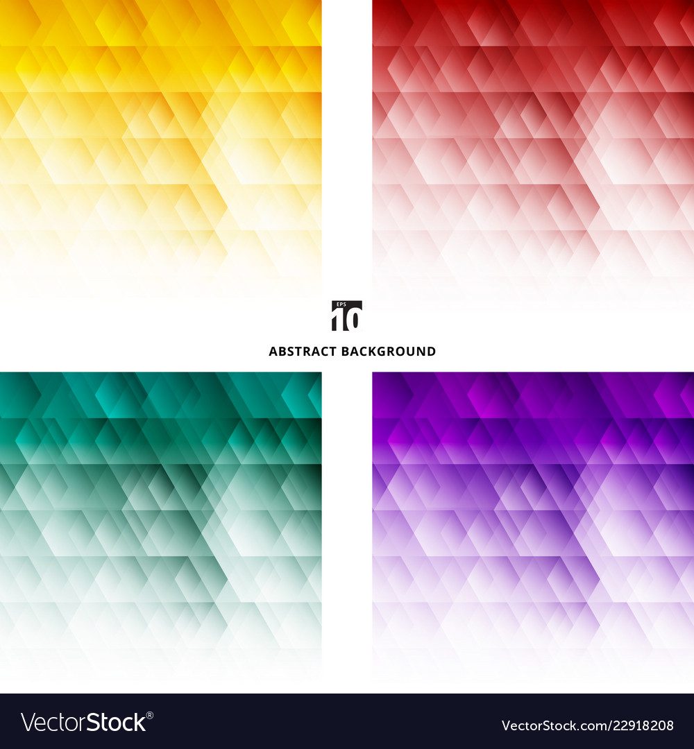 Set Abstract Geometric Hexagon Pattern Yellow Vector Image