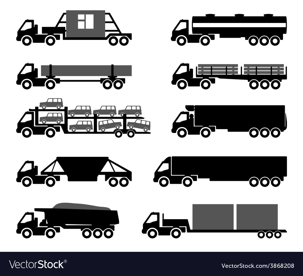 Set Of Silhouettes The Cargo Trucks Royalty Free Vector