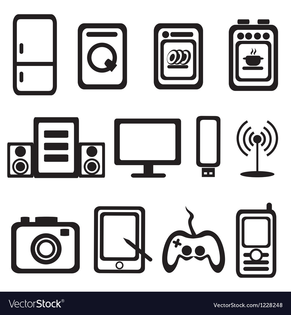 Electric Goods Of Household Appliance Icons Set Vector Image