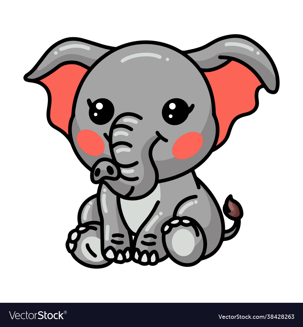 Cute Baby Elephant Cartoon Sitting Royalty Free Vector Image