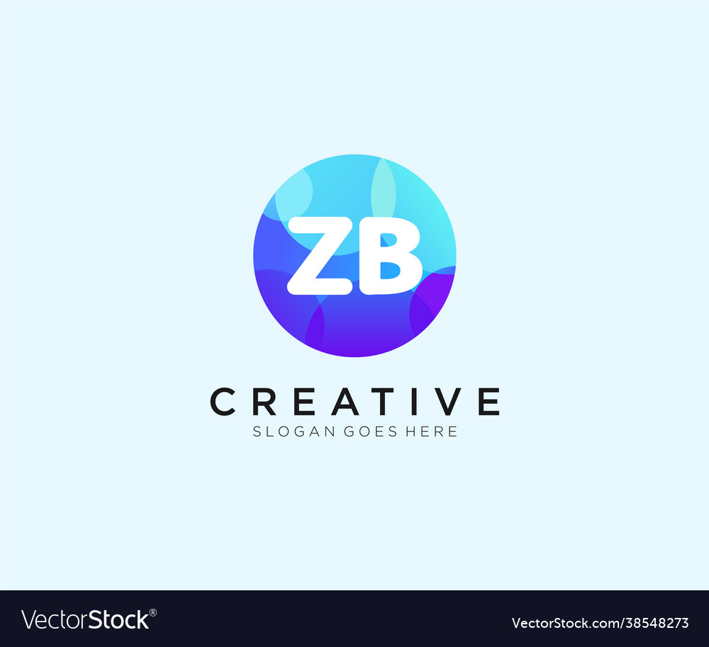 Zb Initial Logo With Colorful Circle Template Vector Image