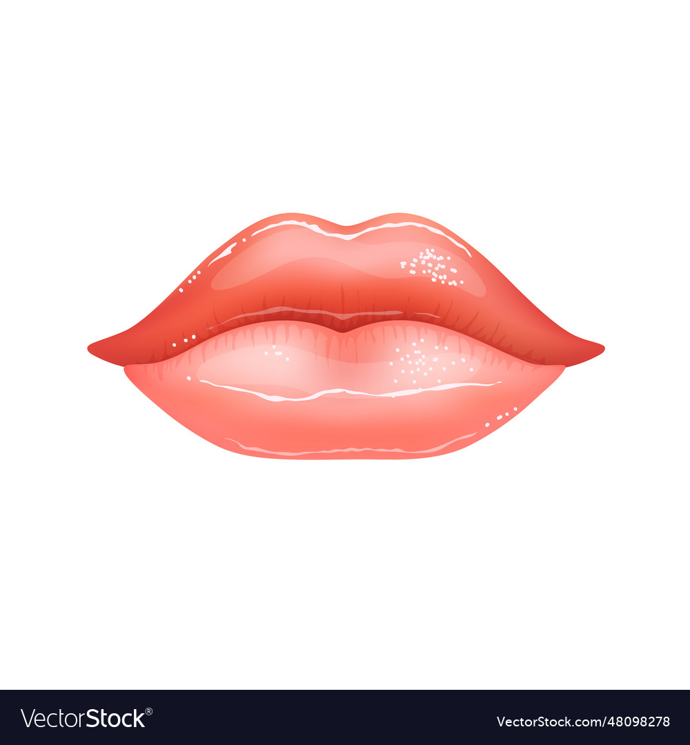 Shining Beautiful Female Nude Lips Colored Vector Image