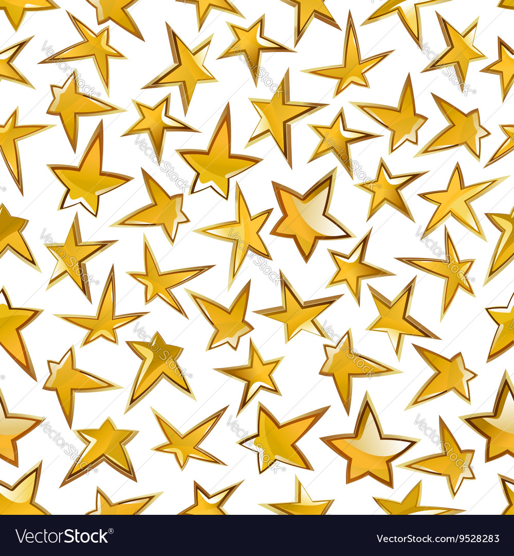 Shining Golden Stars Seamless Pattern Background Vector Image