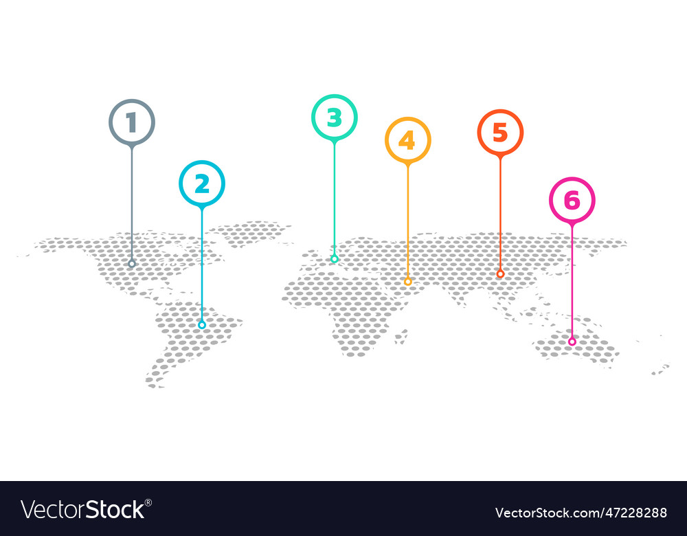 World Map Infographic With Pointer Marks Pin Vector Image