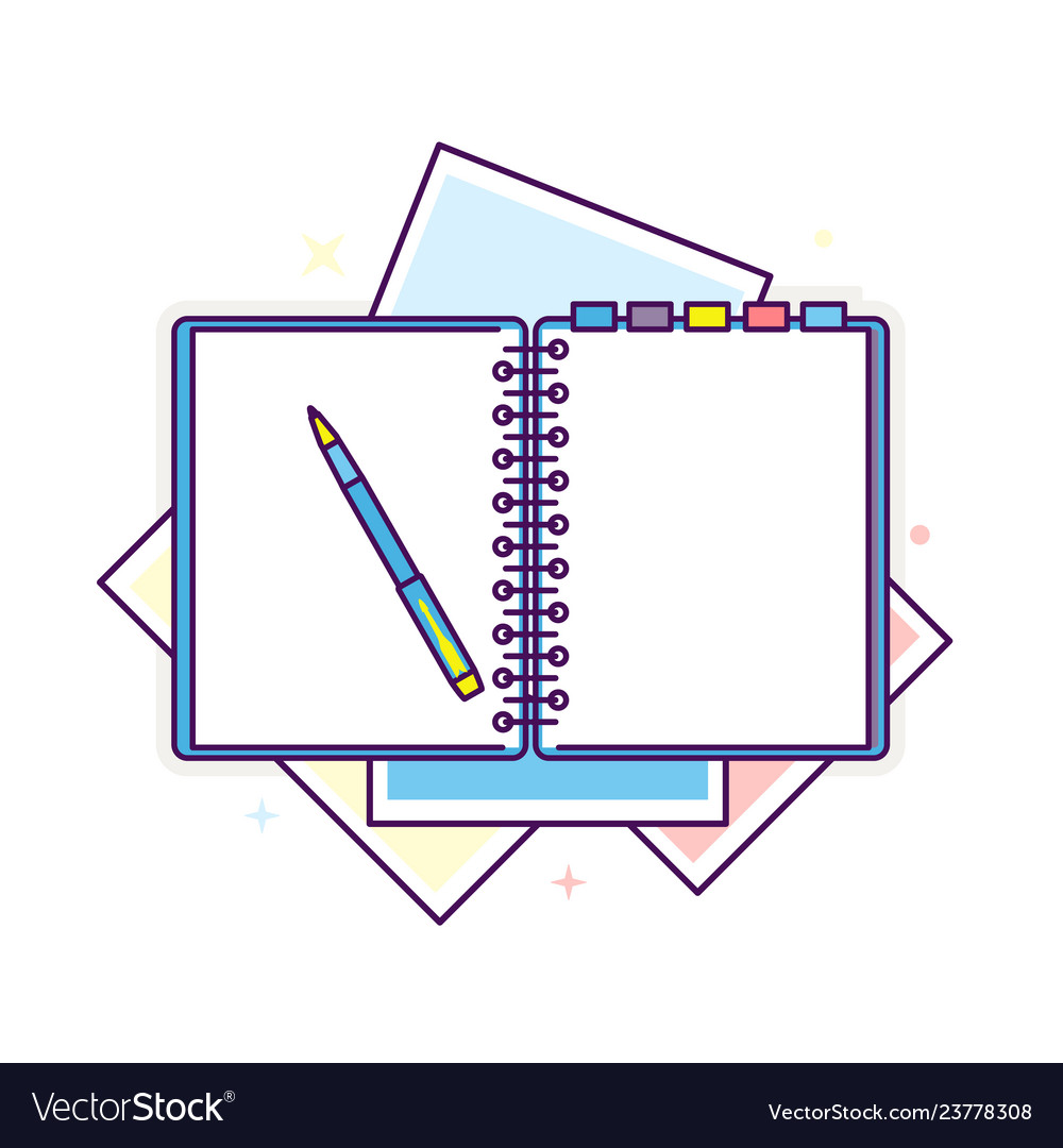 Flat Design Notepad With A Pen Royalty Free Vector Image