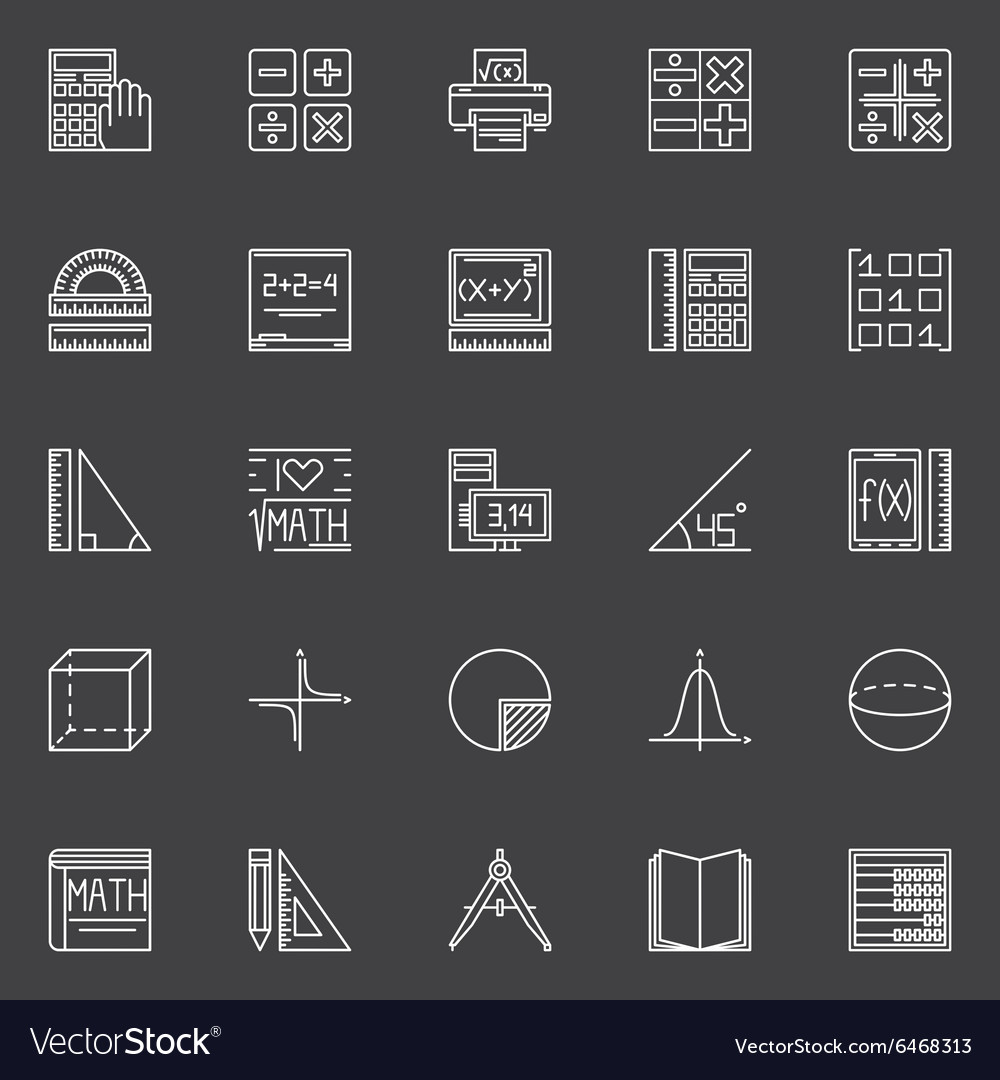 Mathematics Icons Set Royalty Free Vector Image