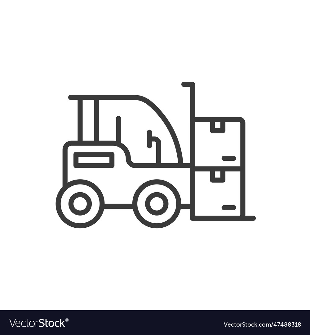 Forklift Truck Line Icon Loading Royalty Free Vector Image