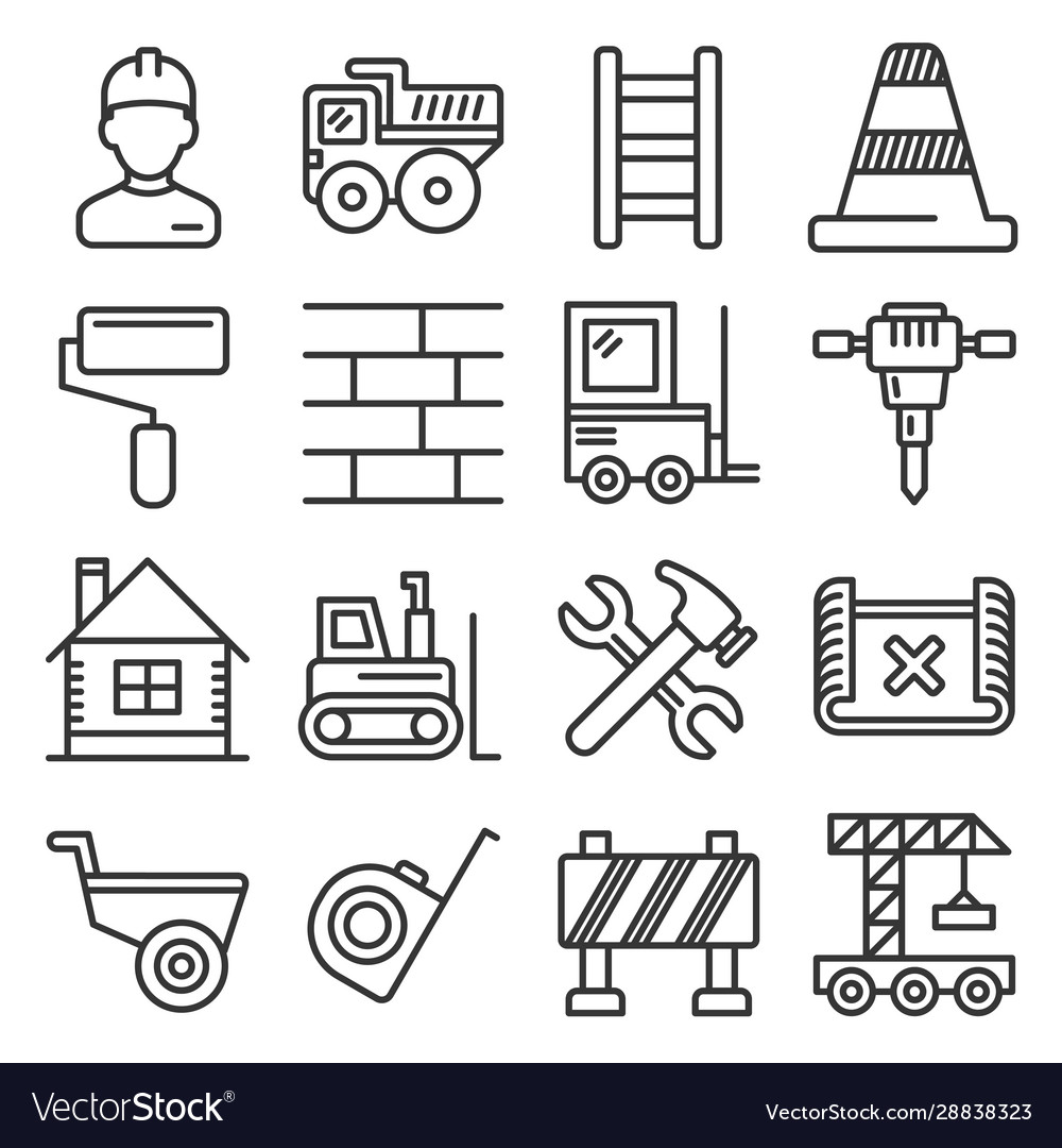 Engineering Building Construction Icons Set On Vector Image