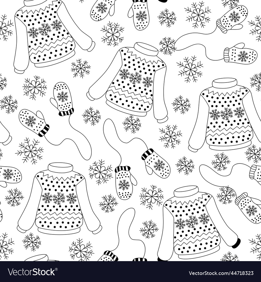 Seamless Pattern With Sweaters Mittens Royalty Free Vector