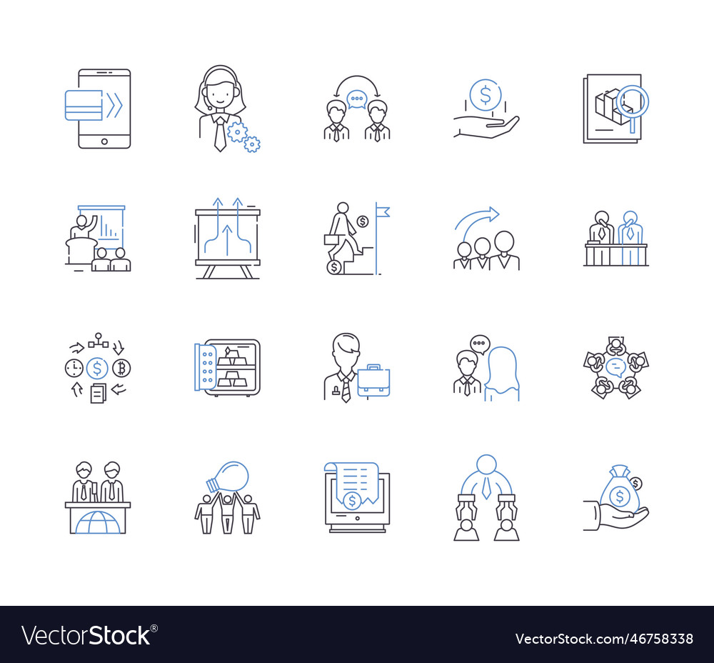 Bank And Finance Outline Icons Collection Vector Image