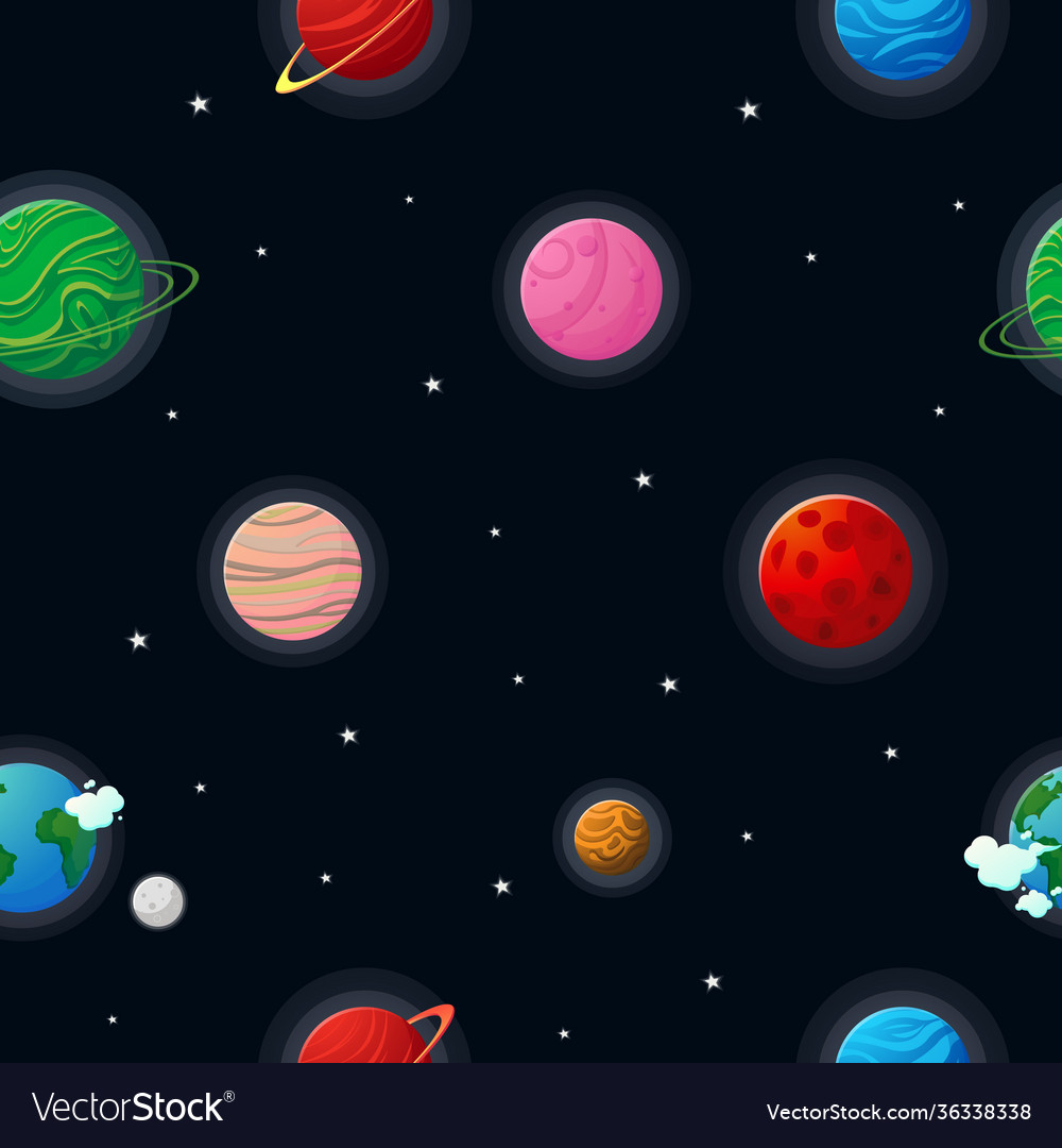 Space Pattern With Planets And Stars Astronaut Vector Image